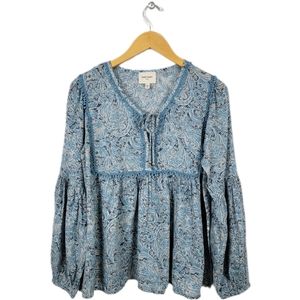 🆕️Haute Hippie Tribe Avery Blue Paisley Print Peasant Blouse